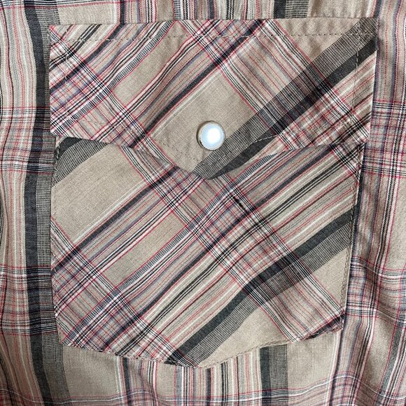 Vintage Trailblazer Western Shirt Plaid‎ Men Size XL Neutral Muted Rockabilly - Picture 9 of 9